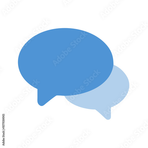 A vector icon showcasing two overlapping speech bubbles in different shades of blue, representing communication, dialogue, and discussion in various contexts