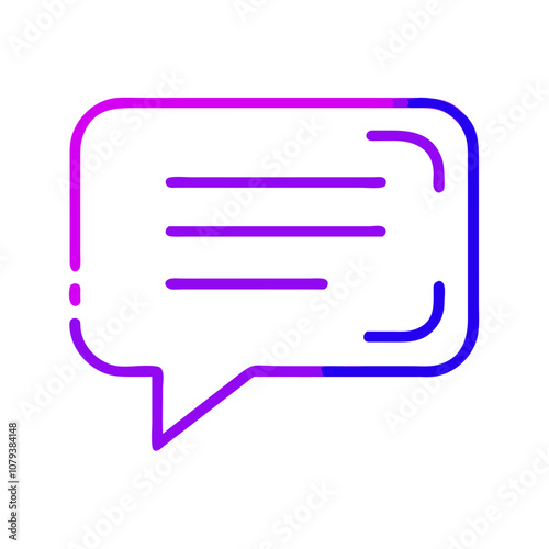 A colorful vector icon depicting a speech bubble designed for digital communication, representing conversation and dialogue in modern graphic design