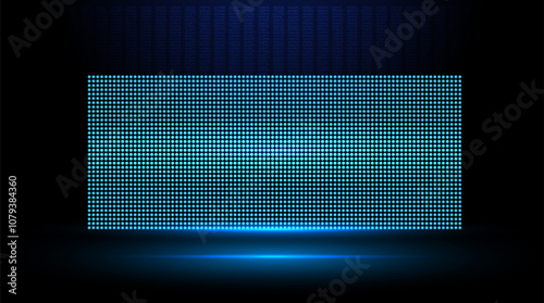 A vibrant digital display panel showcasing blue and cyan lights in a dark environment, perfect for modern technology backdrops.