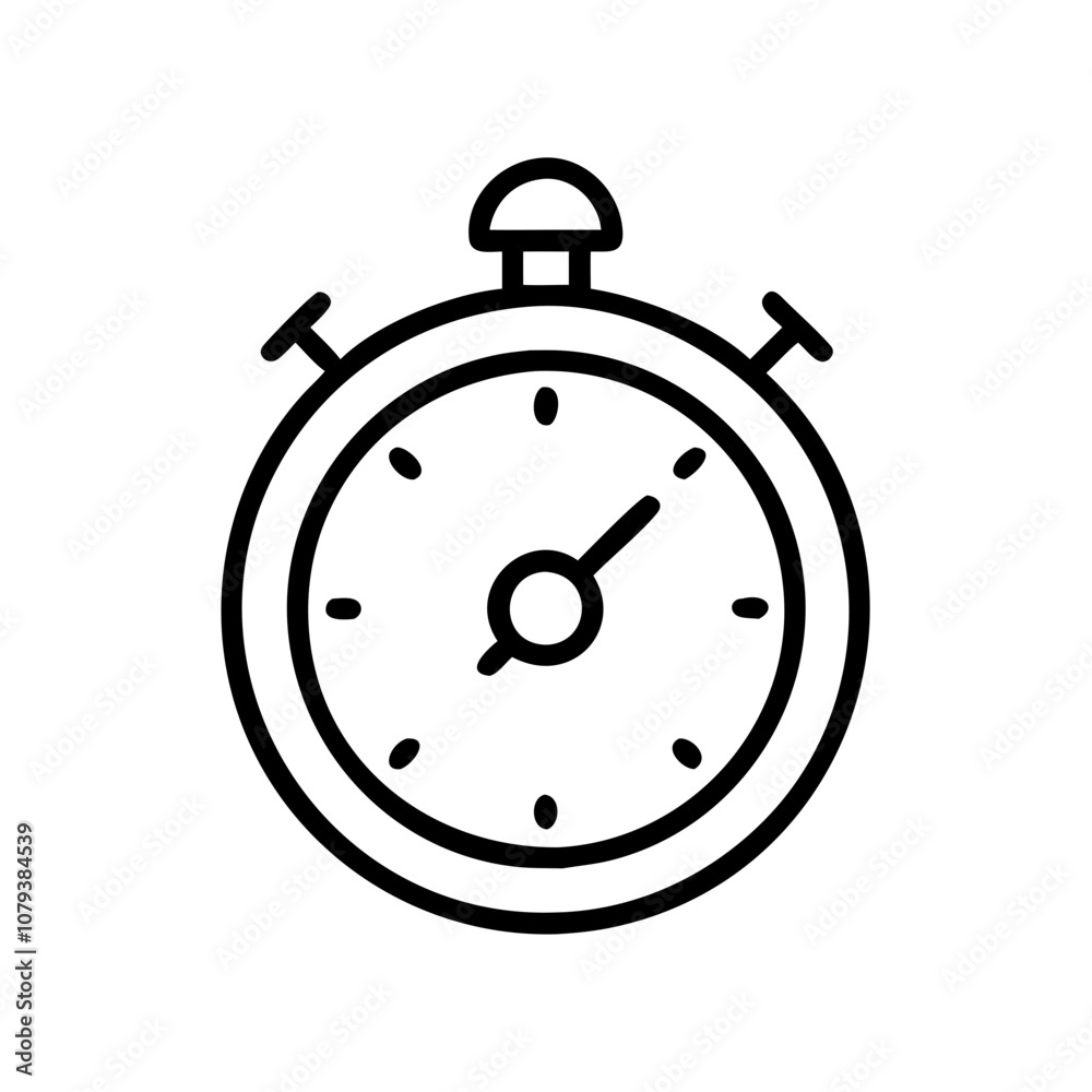 A simple vector icon displaying a stopwatch that represents time management and precision timing in various activities such as sports, cooking, and testing environments A simple vector icon displaying a stopwatch that represents time management and precision timing in various activities such as sports, cooking, and testing environments