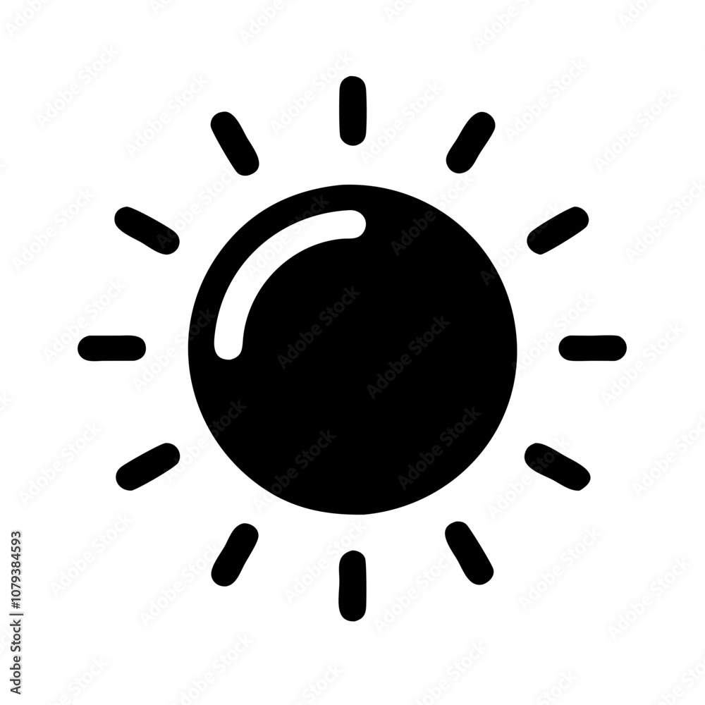 A simple vector icon representing a bright sun with rays extending outward, symbolizing daylight and warmth during the summer season or a sunny day A simple vector icon representing a bright sun with rays extending outward, symbolizing daylight and warmth during the summer season or a sunny day