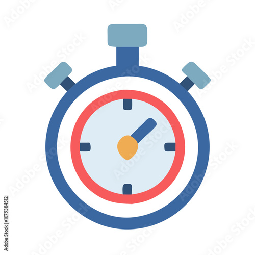 A colorful vector icon of a stopwatch with a prominent dial and clear divisions depicting time management and efficiency