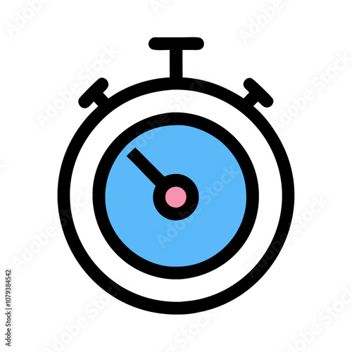 Simple vector icon of a stopwatch with a light blue face and black outline, ideal for representing time management, sports timing, or countdown activities in various applications