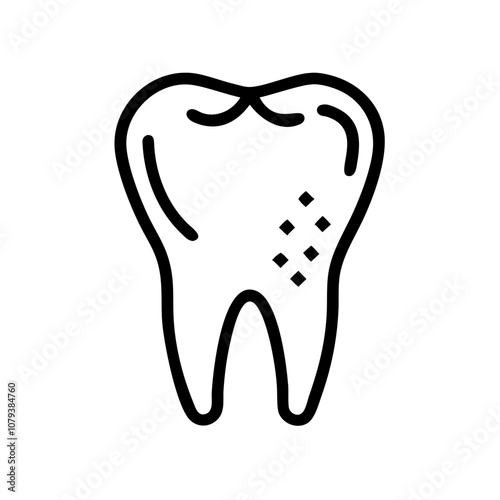Vector icon of a dental tooth with signs of decay, symbolizing the importance of oral health and dental care practices in daily life