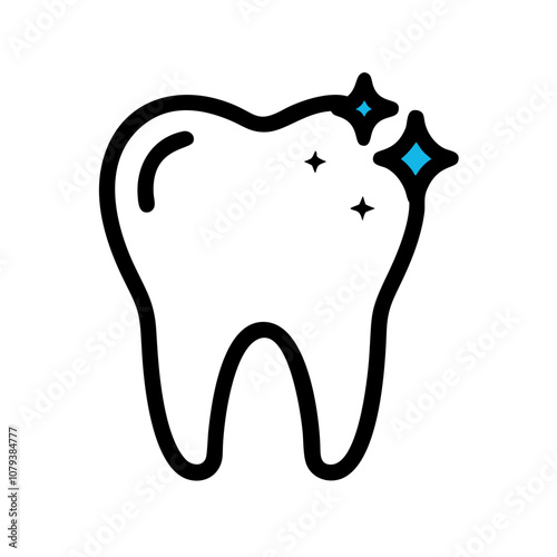 A clean and shiny tooth vector icon representing dental hygiene and oral health, symbolizing freshness and care often associated with dental clinics or products