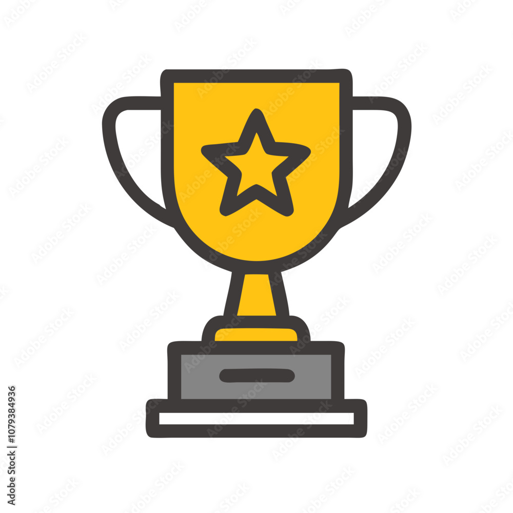 A yellow trophy icon with a star symbol celebrating achievement and victory in sports, competitions, or award ceremonies, representing success and recognition A yellow trophy icon with a star symbol celebrating achievement and victory in sports, competitions, or award ceremonies, representing success and recognition