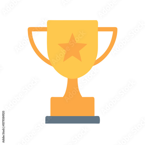 A vibrant vector icon depicting a golden trophy with a star, symbolizing achievement and success, commonly used in awards and recognition settings