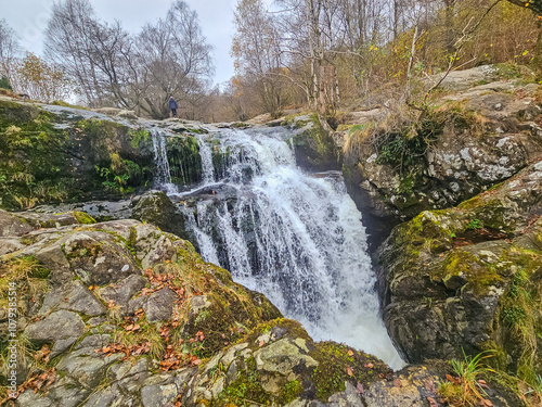 Aira Force waterfalls in the Lake District National Park, England in Autumn photo