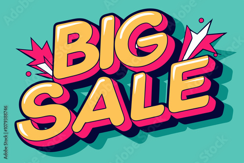 The text is “big sale” in a cute pink cartoon girly style. Vector font