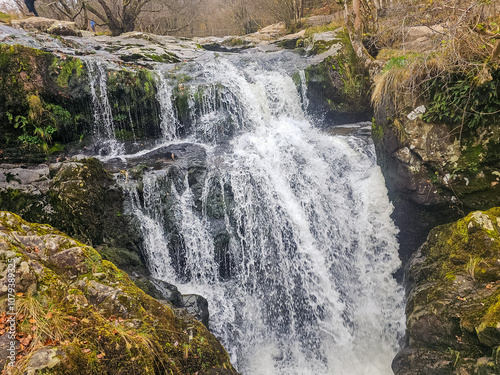 Aira Force waterfalls in the Lake District National Park, England in Autumn photo