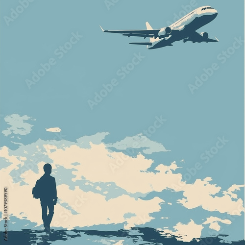 airplane in the sky with clouds