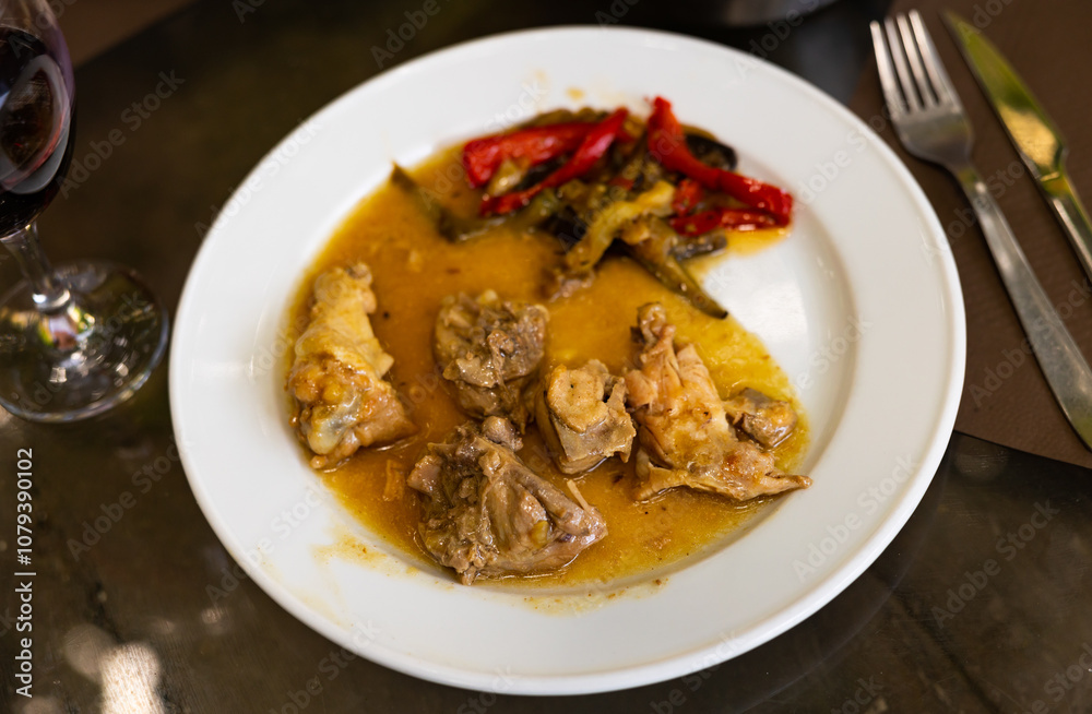 Appetizing fried chicken served with beer on plate with garnish Appetizing fried chicken served with beer on plate with garnish