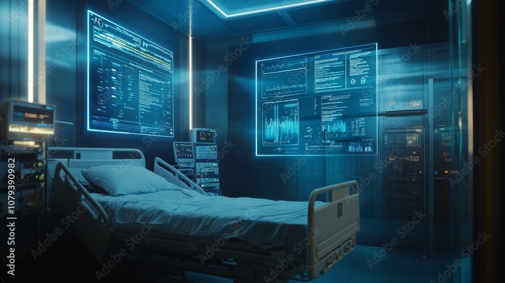 Futuristic Hospital Room with Advanced Medical Technology Futuristic Hospital Room with Advanced Medical Technology