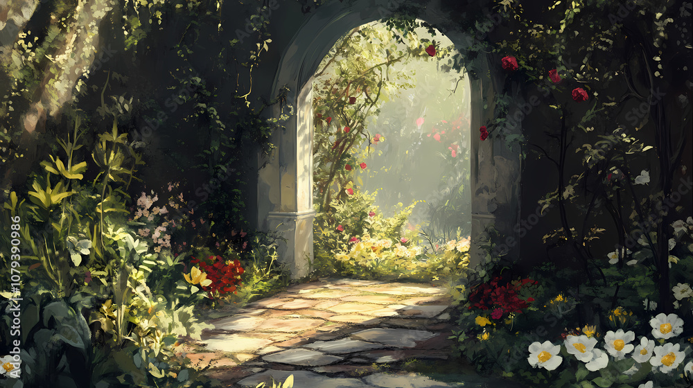 Fototapeta premium Secret garden. Botanical. Illustration