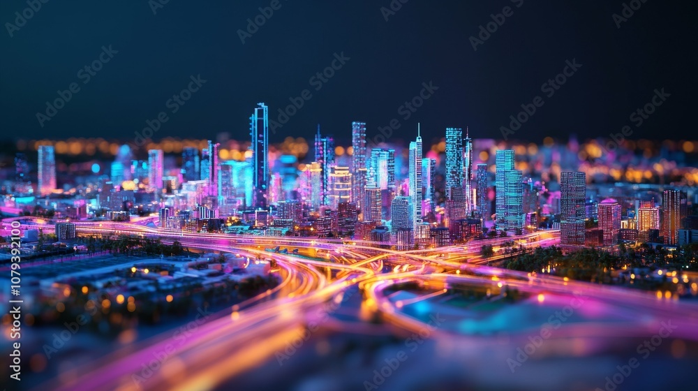 Fototapeta premium Vibrant Metropolis at Night