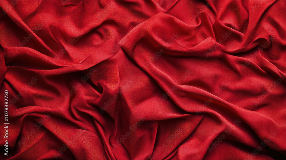 Luxurious red fabric draping elegantly on a soft surface creating mesmerizing folds and shadows Luxurious red fabric draping elegantly on a soft surface creating mesmerizing folds and shadows