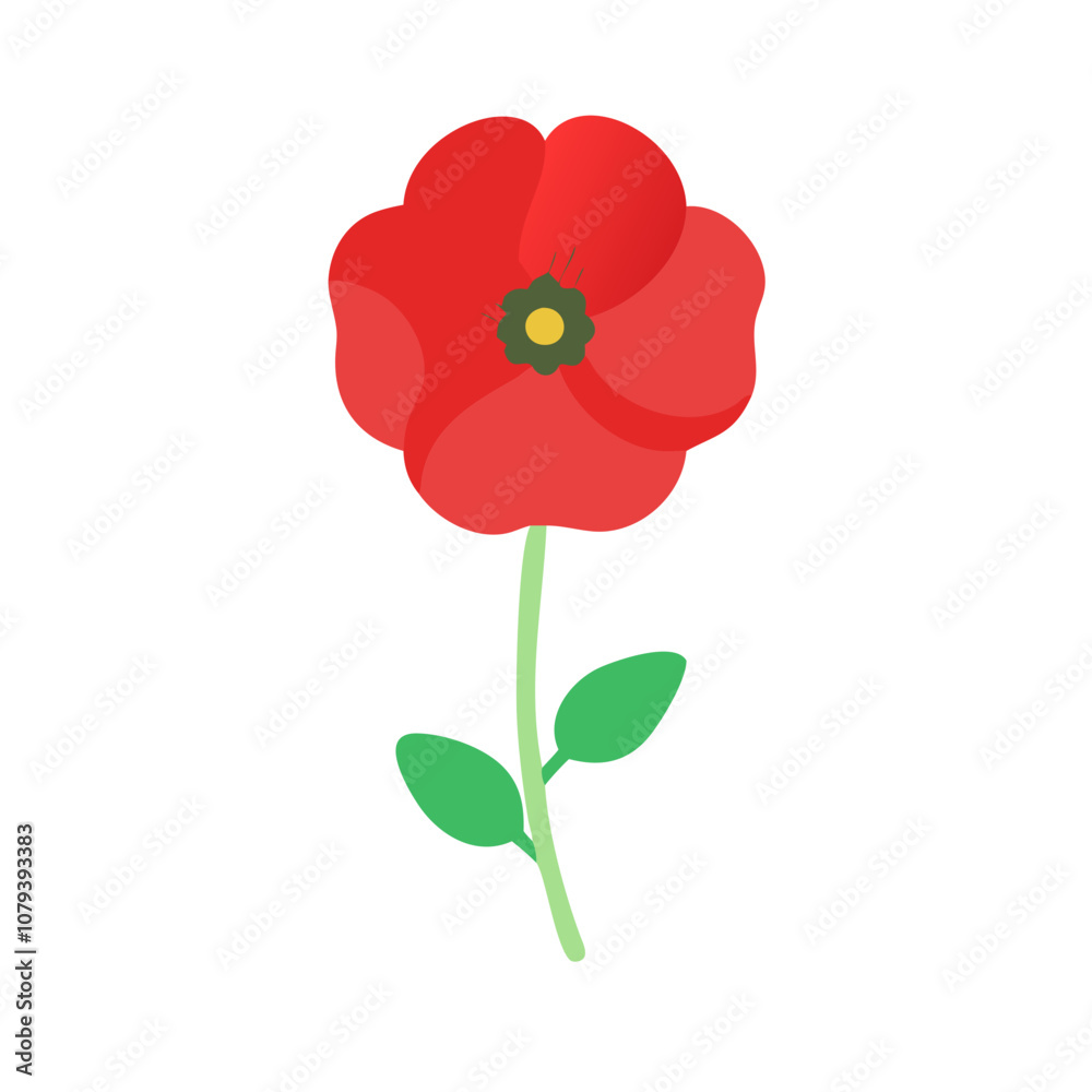Simplistic red flower poppy icon design with vibrant colors Simplistic red flower poppy icon design with vibrant colors