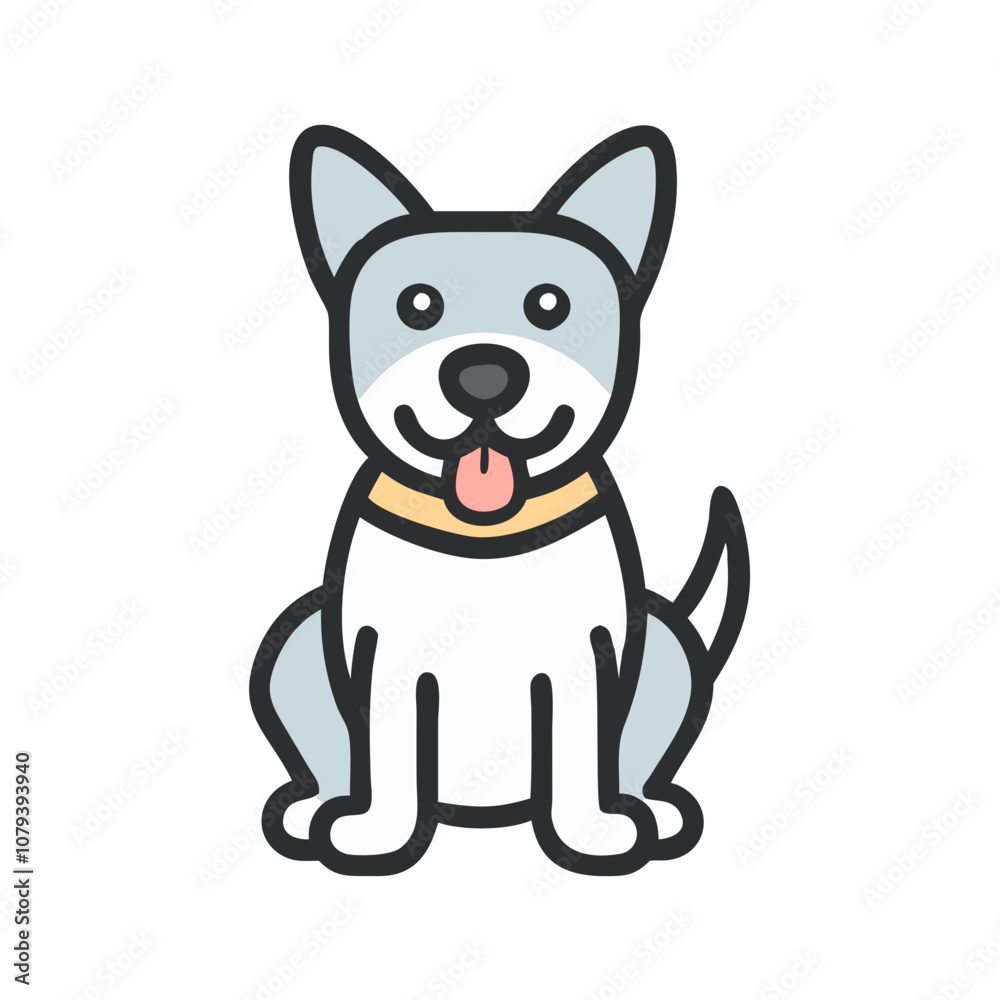 Vector icon representing a cute and happy dog sitting with a cheerful expression Vector icon representing a cute and happy dog sitting with a cheerful expression
