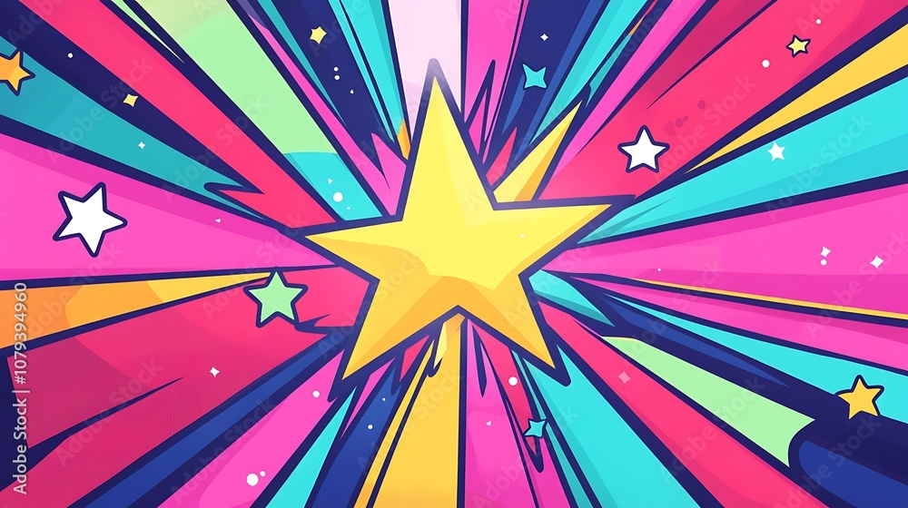 Fototapeta premium Abstract Colorful Starburst Background with Retro Cartoon Style for Graphic Design