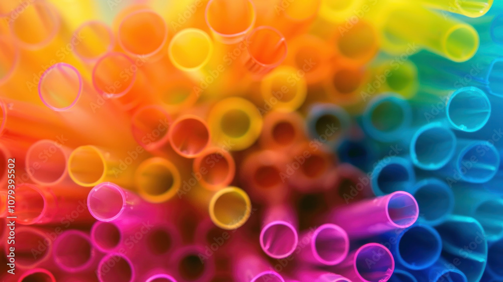 A multitude of drinking straws in various colors fills the frame, creating a striking visual effect as sunlight refracts through the translucent plastic. Drinking straw day A multitude of drinking straws in various colors fills the frame, creating a striking visual effect as sunlight refracts through the translucent plastic. Drinking straw day