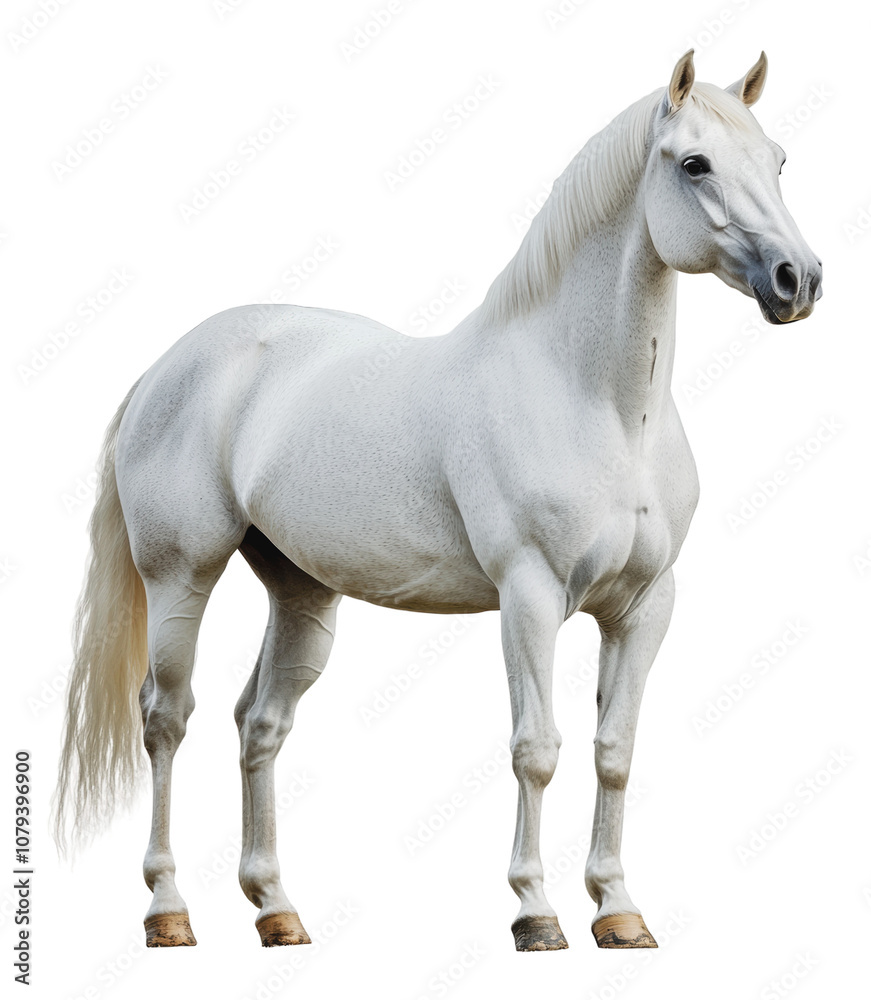 Obraz premium PNG Graceful white horse standing in a serene pose