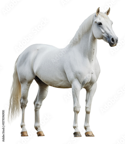 PNG Graceful white horse standing in a serene pose