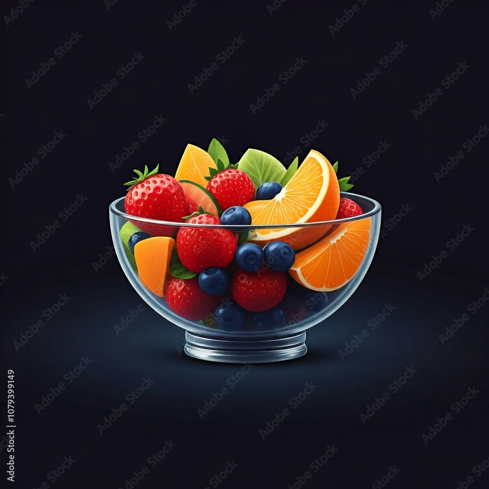 A 3D logo of a bowl of fresh fruit salad