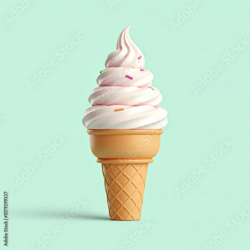 A 3D logo shaped like a soft serve ice cream cone with a spiral of cream