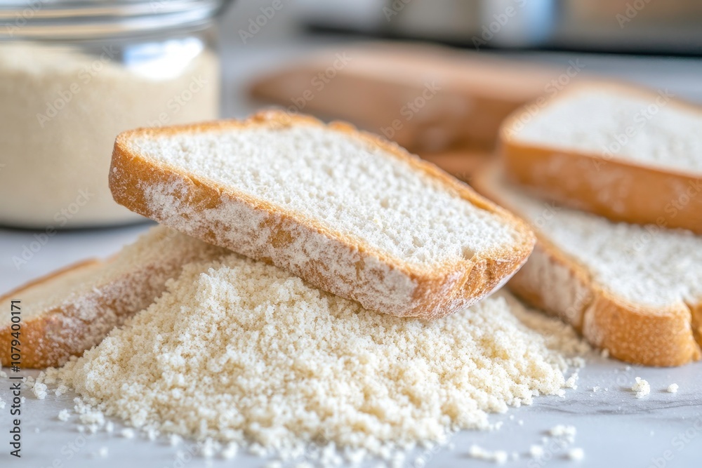 Scattered Bread Crumbs on Kitchen Counter Scattered Bread Crumbs on Kitchen Counter