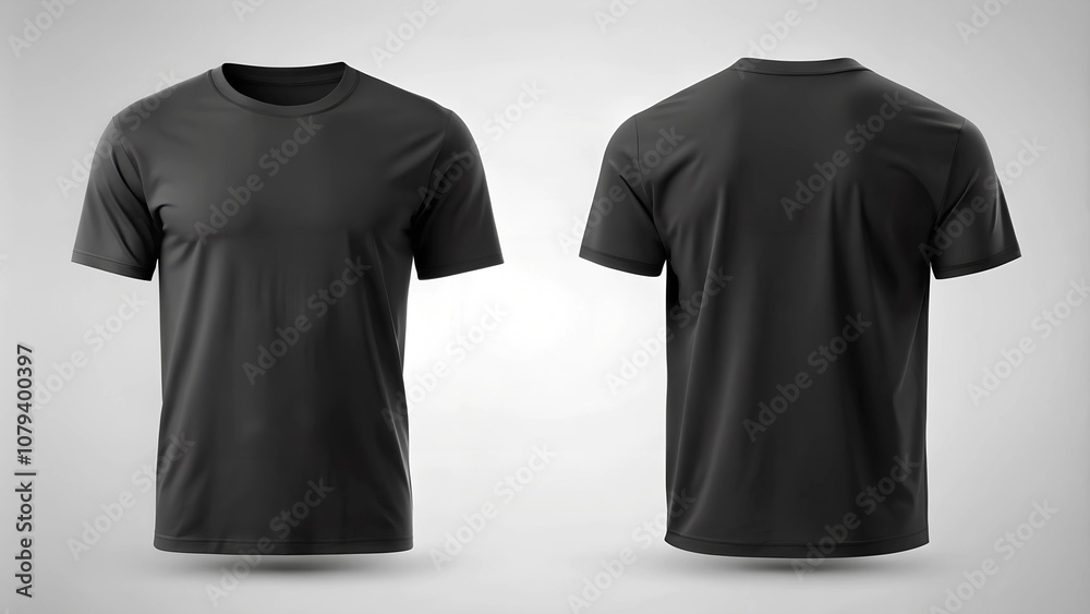 black men's t-shirt mockup. Front and back t-shirt template black men's t-shirt mockup. Front and back t-shirt template