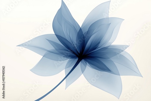 Beautiful Blue Flower on White Aesthetic Background - Digital Art Concept