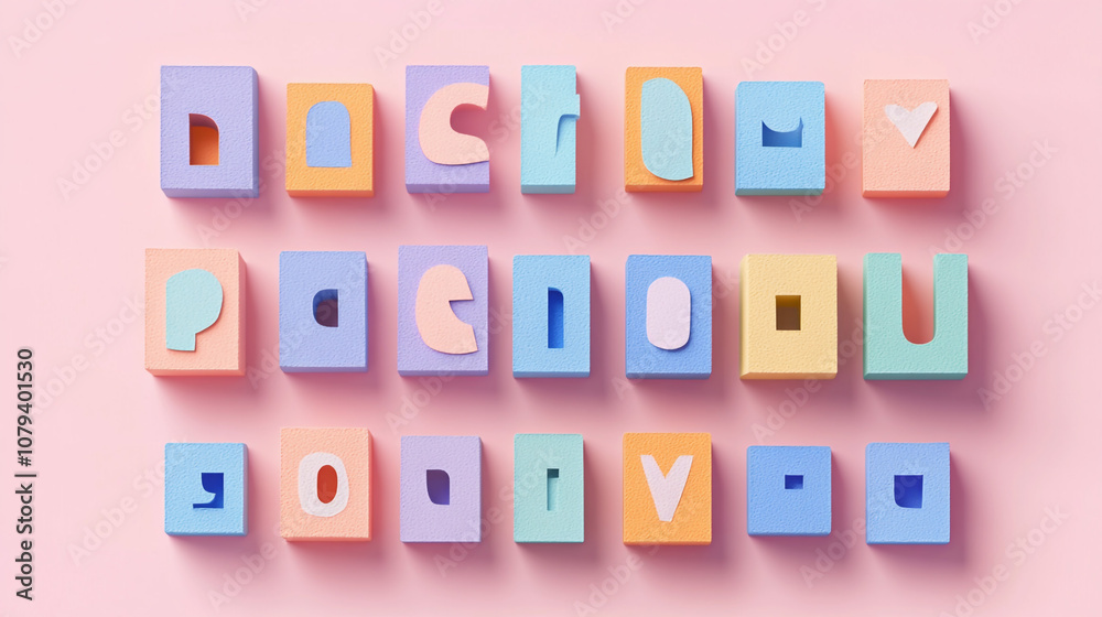 Colorful Alphabet Blocks Spelling I Love You on Pink Background Colorful Alphabet Blocks Spelling I Love You on Pink Background