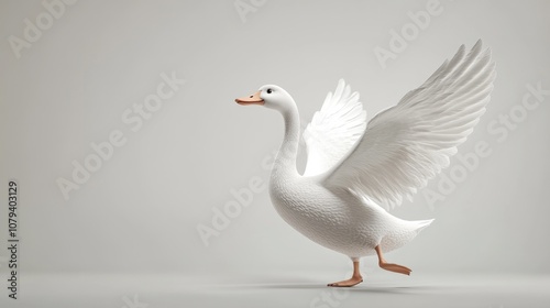 Goose mid quack against a grey background perfect for compositing photo