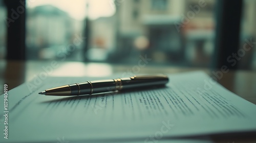 a pen resting on contract papers, symbolizing business agreements and negotiations.