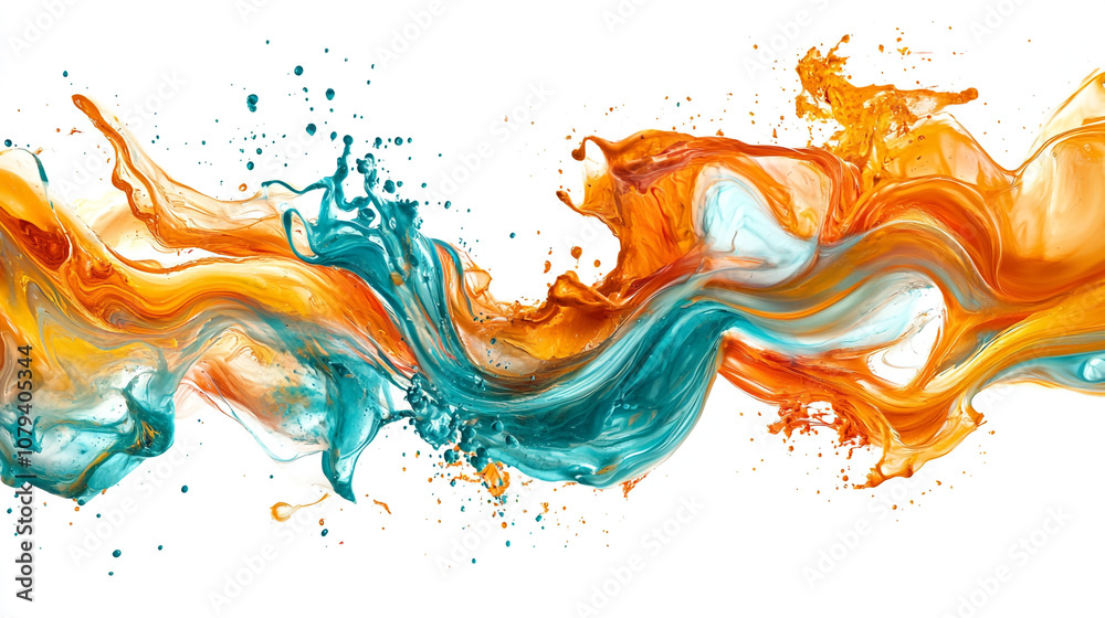 Abstract Orange and Teal Liquid Splash Swirling Paint Dynamic Background Abstract Orange and Teal Liquid Splash Swirling Paint Dynamic Background