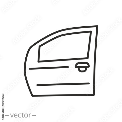car door icon, line sign on white background - vector illustration
