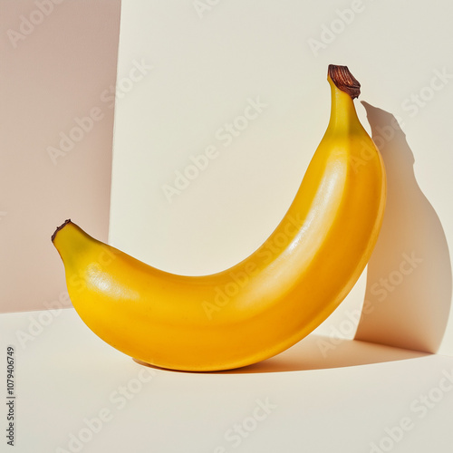 yellow banana on white backrgound photo