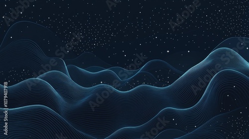 Abstract Dark Blue Background With Luminous Lines Galactic Starry Space Cosmos Themed Background Blank Color Web Banner Design