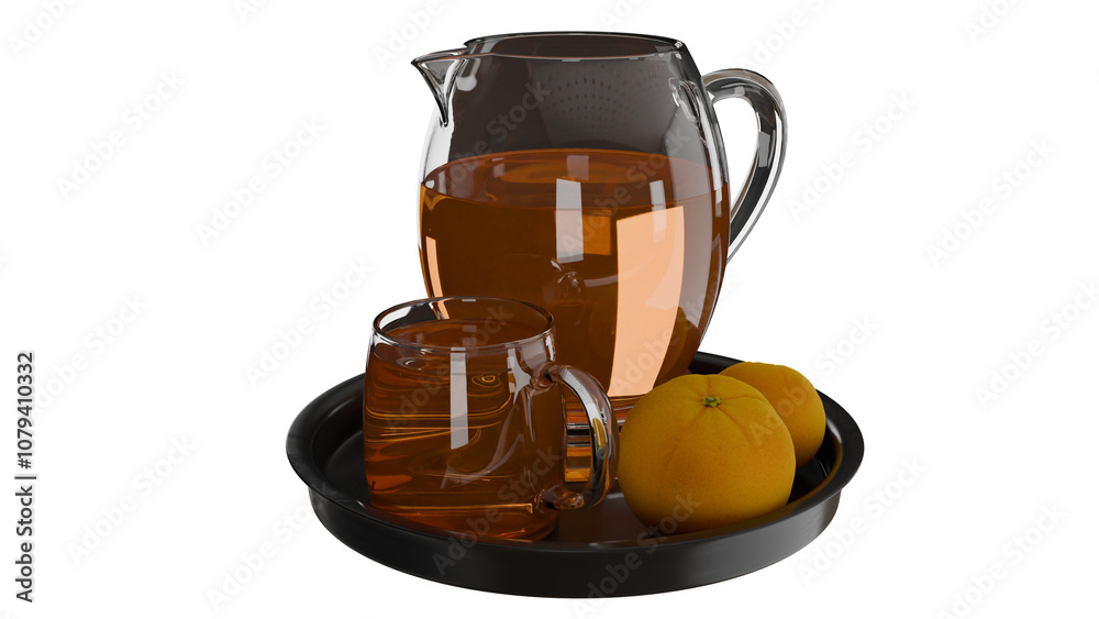 Juice on the plate, with glasses