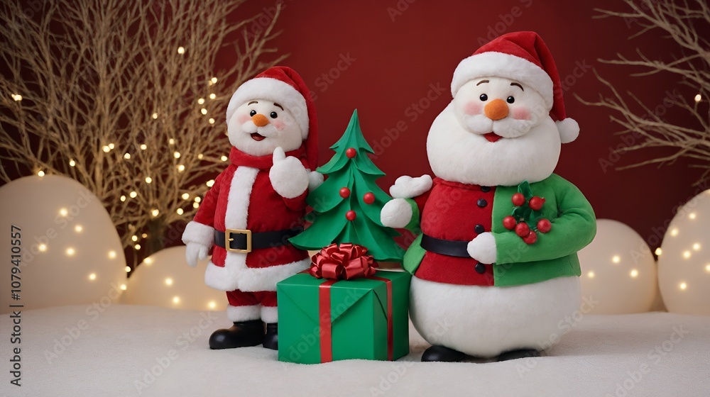 Merry Christmas wishes graphic design 2d and 3d illustration template. Merry Christmas images with snowmen and Santa Claus. Merry Christmas wishes graphic design 2d and 3d illustration template. Merry Christmas images with snowmen and Santa Claus.