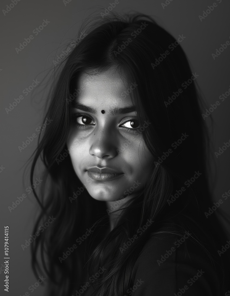 Black and White Portrait of an Attractive Nepali Ethiopian Girl Black and White Portrait of an Attractive Nepali Ethiopian Girl