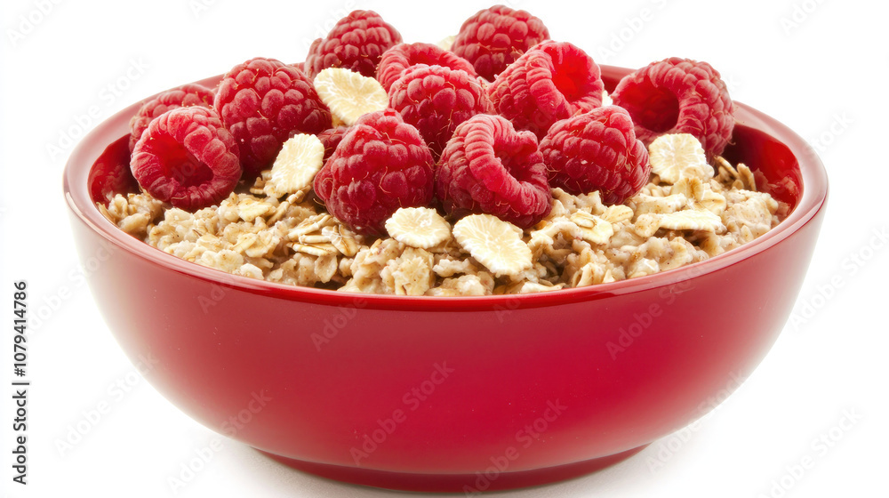 vibrant bowl of oatmeal topped with fresh raspberries, showcasing healthy breakfast option. Enjoy delicious combination of flavors and textures! vibrant bowl of oatmeal topped with fresh raspberries, showcasing healthy breakfast option. Enjoy delicious combination of flavors and textures!