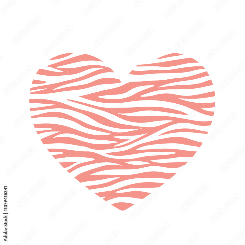 Pink Zebra Stripe Heart Vector Flat Style Animal Print Digital Design Pink Zebra Stripe Heart Vector Flat Style Animal Print Digital Design