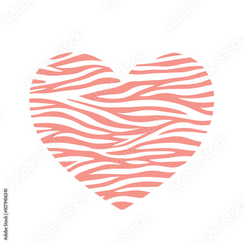 Pink Zebra Stripe Heart Vector  Flat Style Animal Print Digital Design