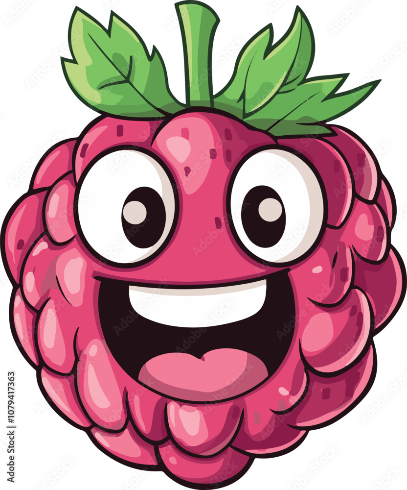Fototapeta premium illustration of raspberry with face with a smile