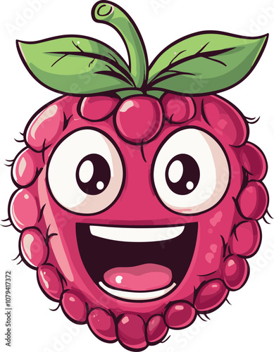 illustration of raspberry with face with a smile