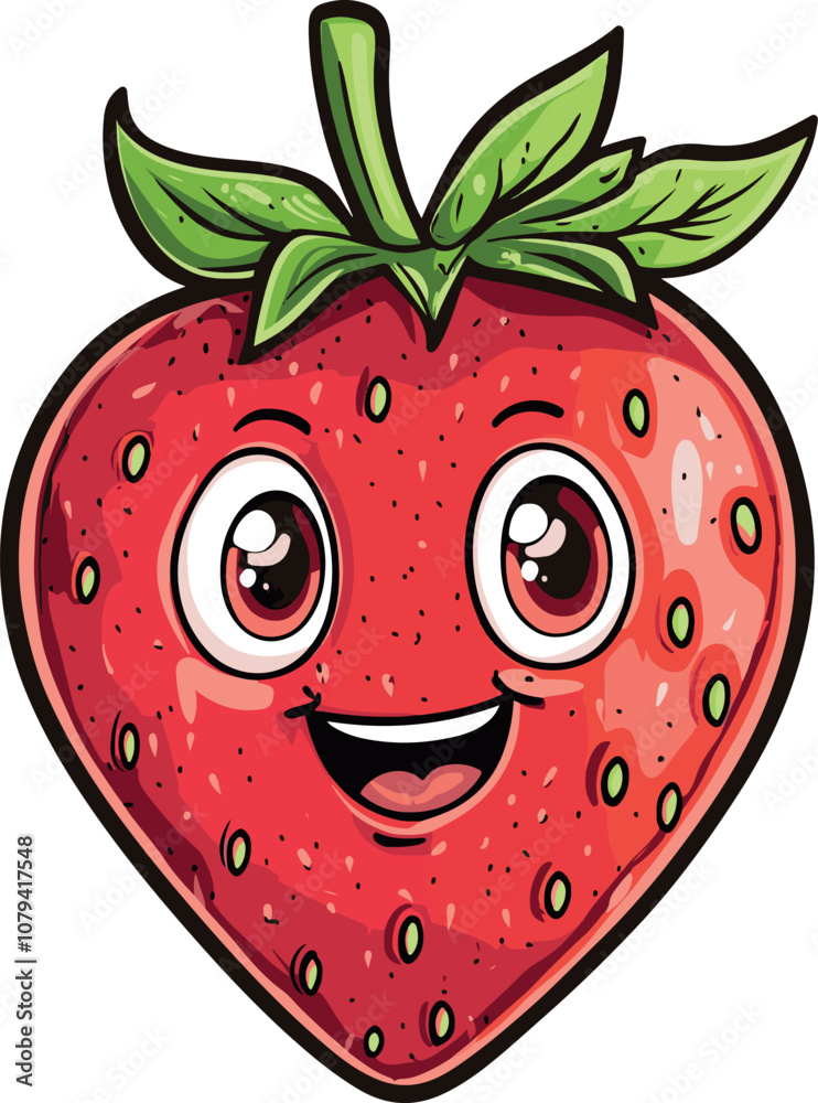 Obraz premium illustration of strawberry with a smile