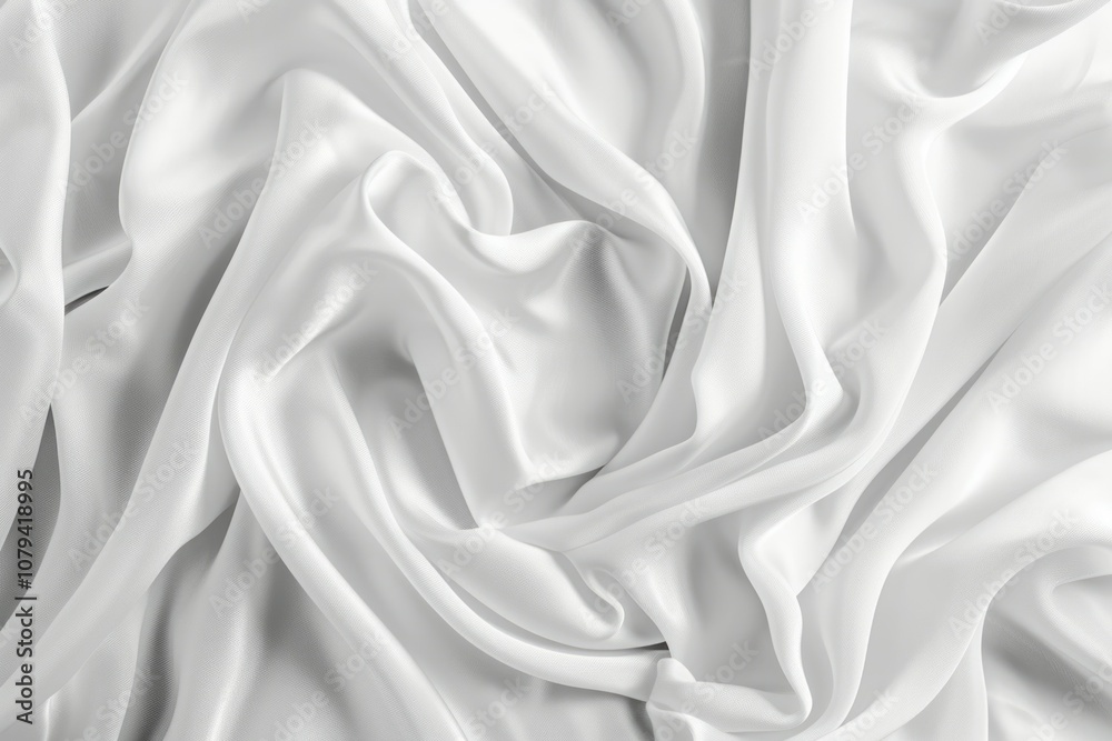Fototapeta premium Photo of Glossy white satin fabric folds. Background texture for backdrops or mapping
