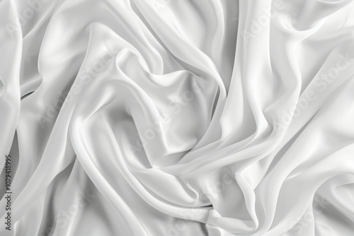 Photo of Glossy white satin fabric folds. Background texture for backdrops or mapping