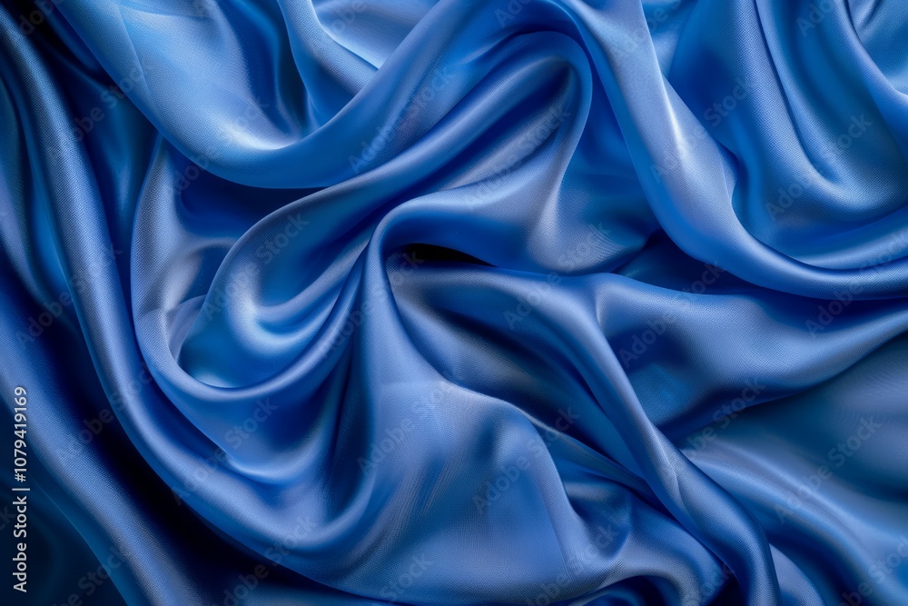 Obraz premium Photo of Blue silk fabric drapery material. Background texture for backdrops or mapping
